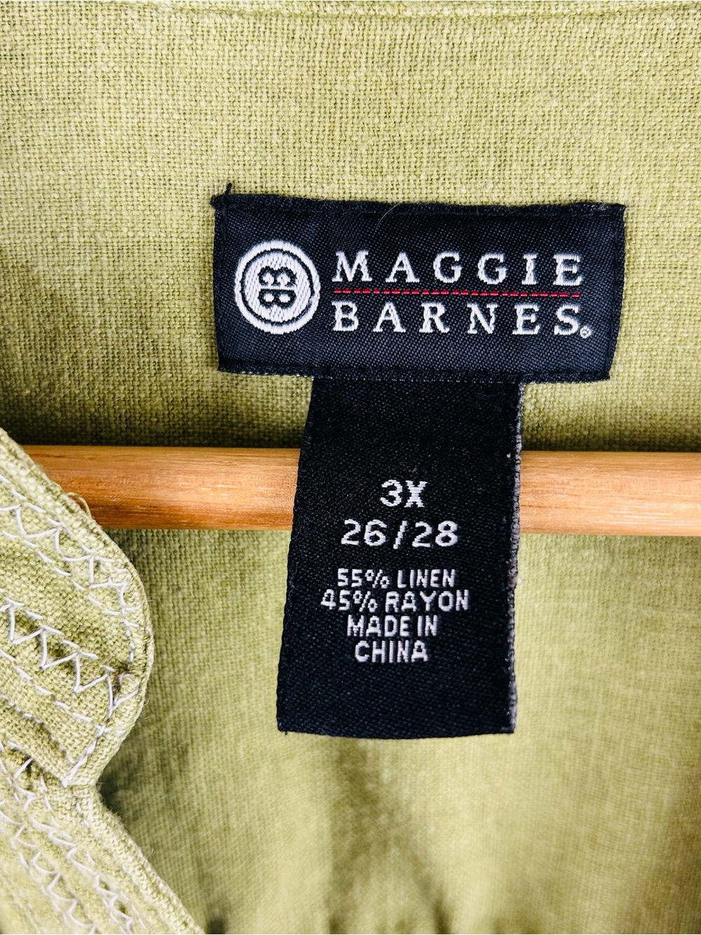 Maggie Barnes Women’s Green Linen Blend Casual Button Down Shirt Size 3X - Picture 3 of 6